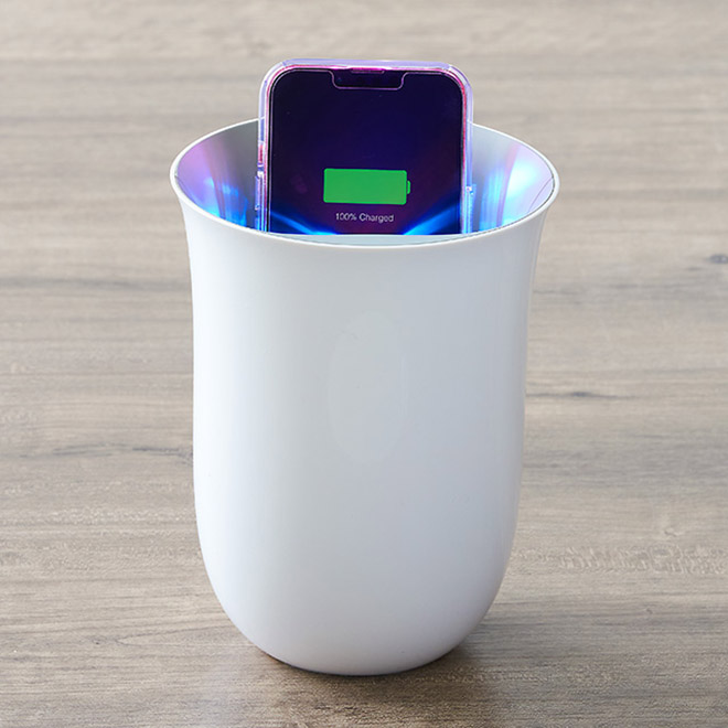 Wireless Charging Station with UV Sanitizer - White