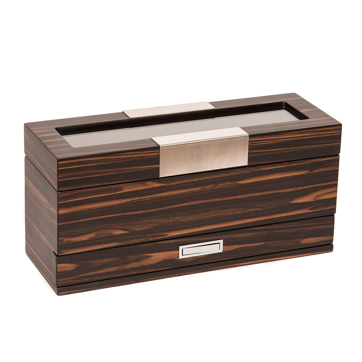 Brouk & Co Matte Ebony Watch Box 5 and Jewelry Tray