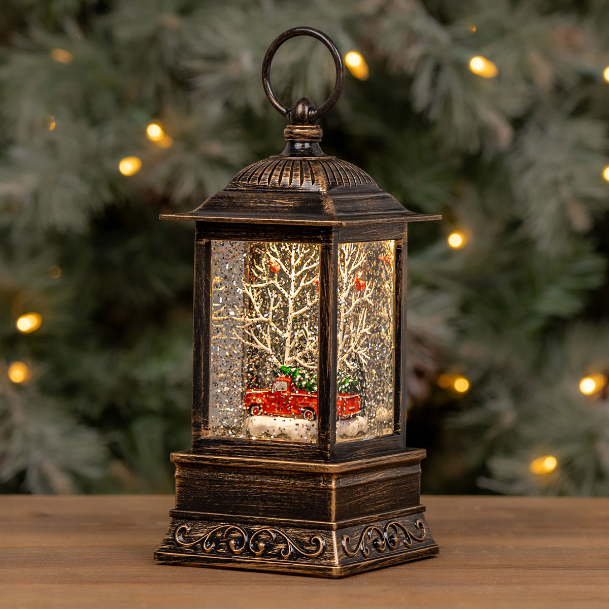 Illuminated Christmas Tree Truck Snow Globe