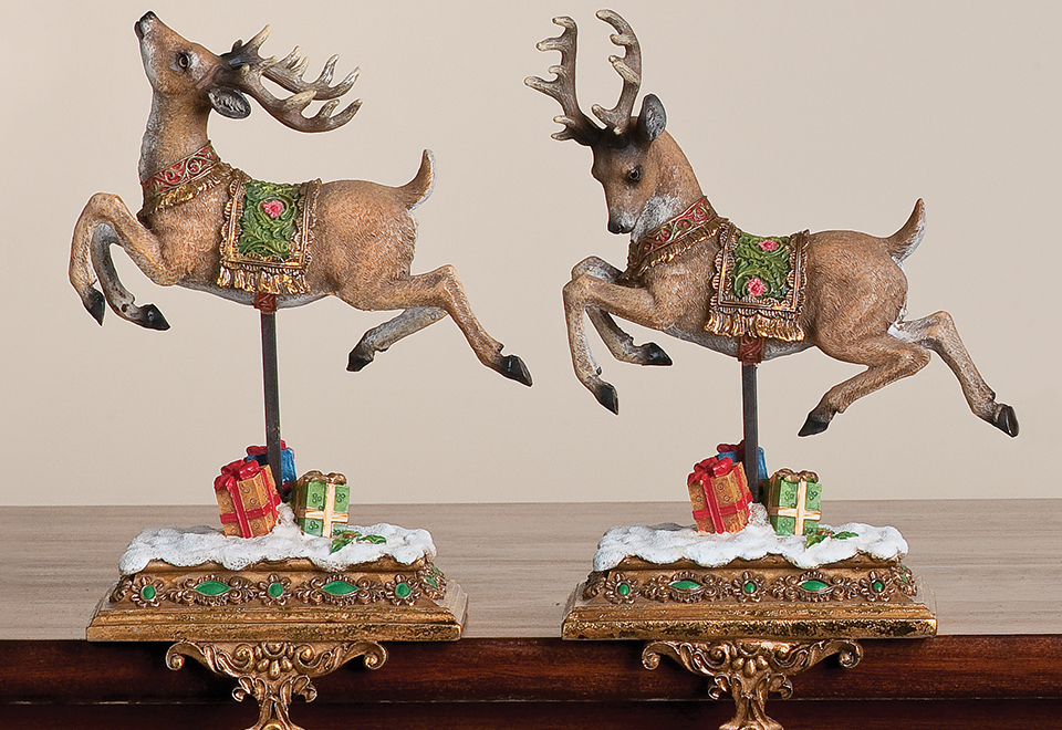 reindeer stocking holders set of 2 sharper image reindeer stocking holders set of 2 sharper image