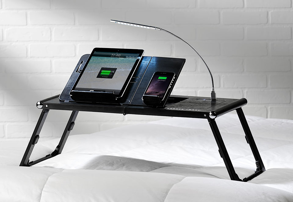 Laptop and Tablet Tray with BuiltIn Charger Sharper Image