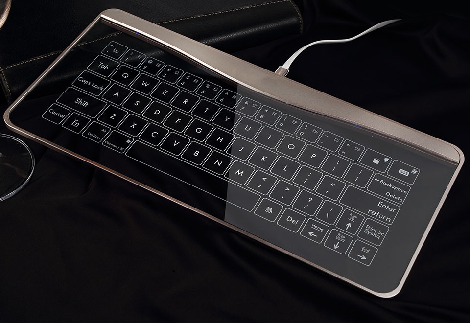 Glass Touch Waterproof Keyboard Sharper Image