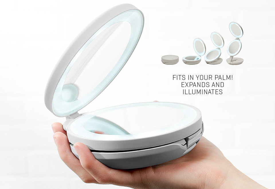 Dual Lighted LED Travel Mirror Sharper Image