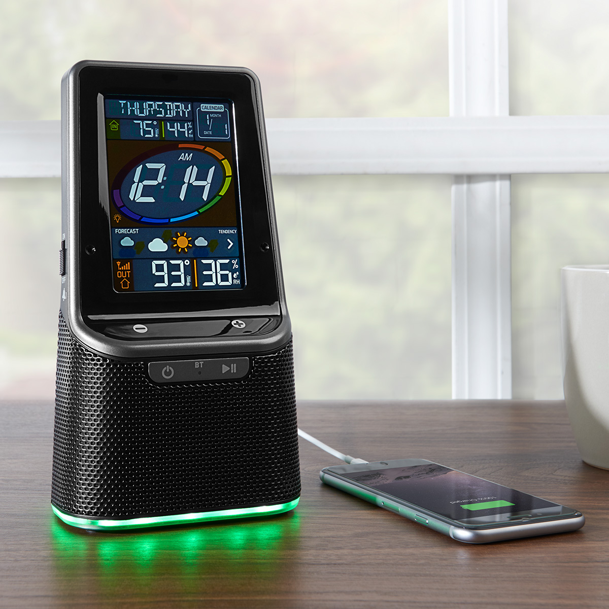 Wireless Color Weather Station with Bluetooth Speaker Sharper Image