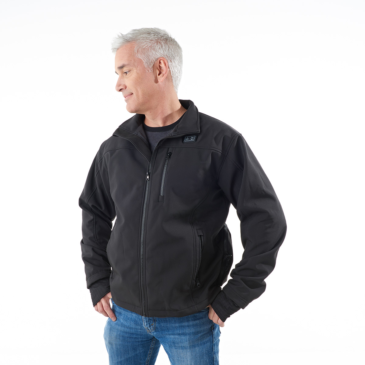 Men's Rechargeable Heated Softshell Jacket by Sharper Image - Large