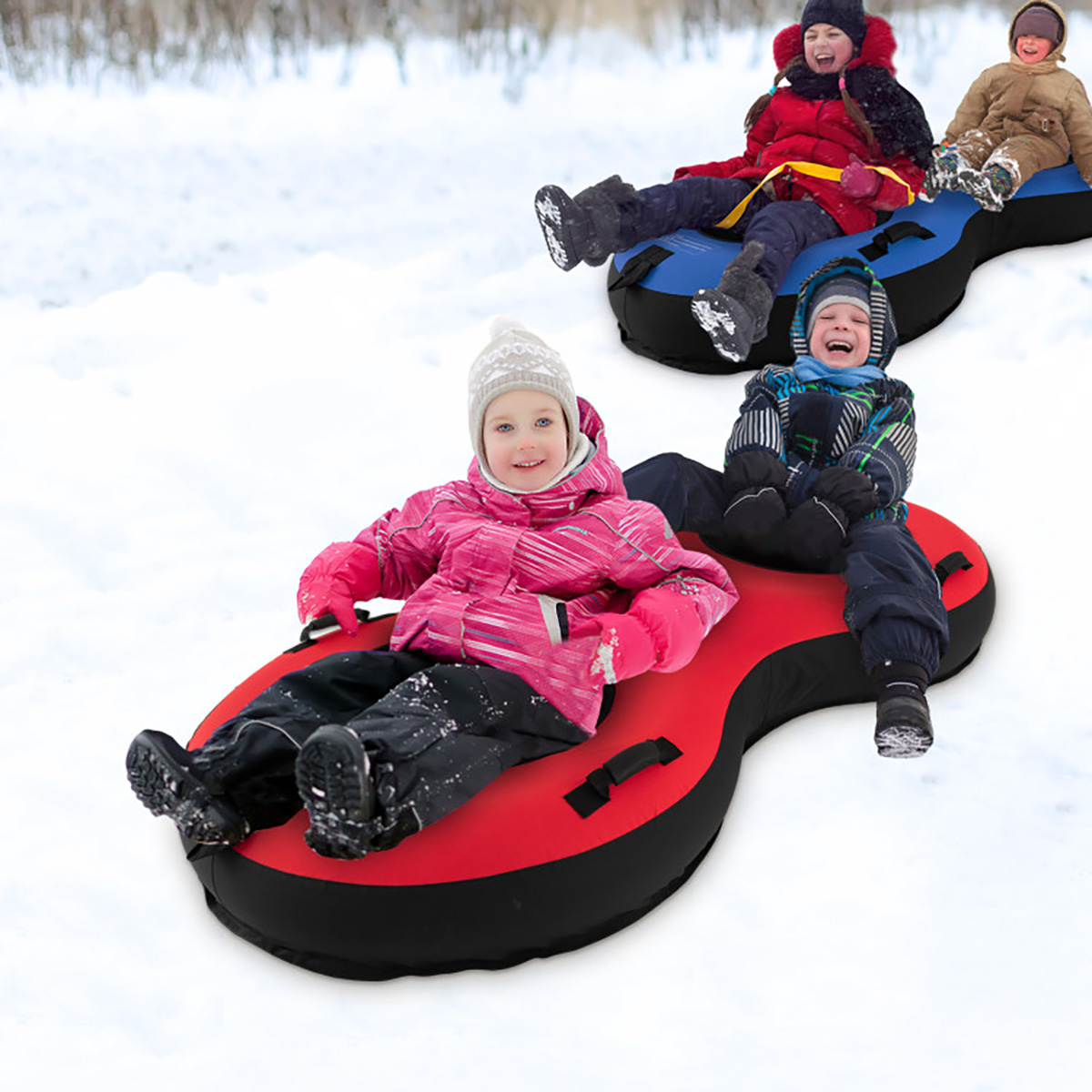 80'' 2-Person Heavy-Duty Inflatable Snow Sled - Red